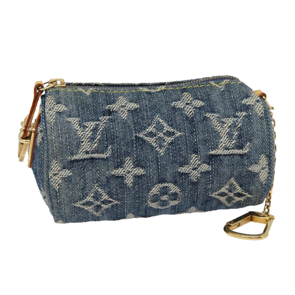 LOUIS VUITTON Monogram Denim Trousse Speedy Pouch Blue M95082 LV Auth 87601A - Picture 1 of 16